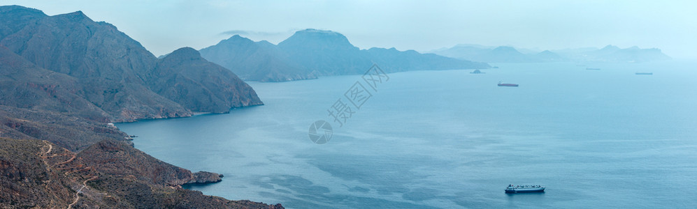 地中海夏季岸线Tinosocape西班牙卡塔赫纳的全景图片