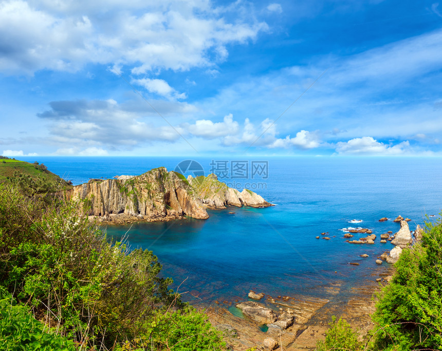 大西洋海岸线夏季风景西班牙伦奥海滩多发缝合高分辨率全景图片