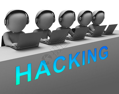 网站Hacked网络安全警报3d说明显示在线网站数据风险图片