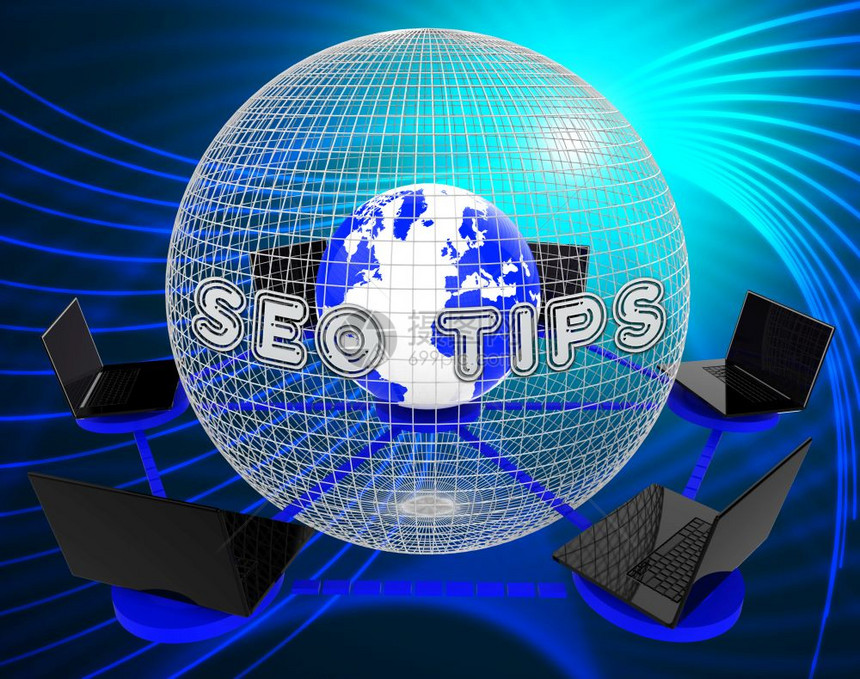 SeoTips在线排名咨询3d招标显示搜索引擎优化关键词和内容战略全球计算机网络显示全球地和处理器图片