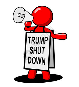 华盛顿2019年月TrumpShurpdownMan意味着美国政府关闭雇员愤怒民主党和共之间的对决编辑说明背景图片