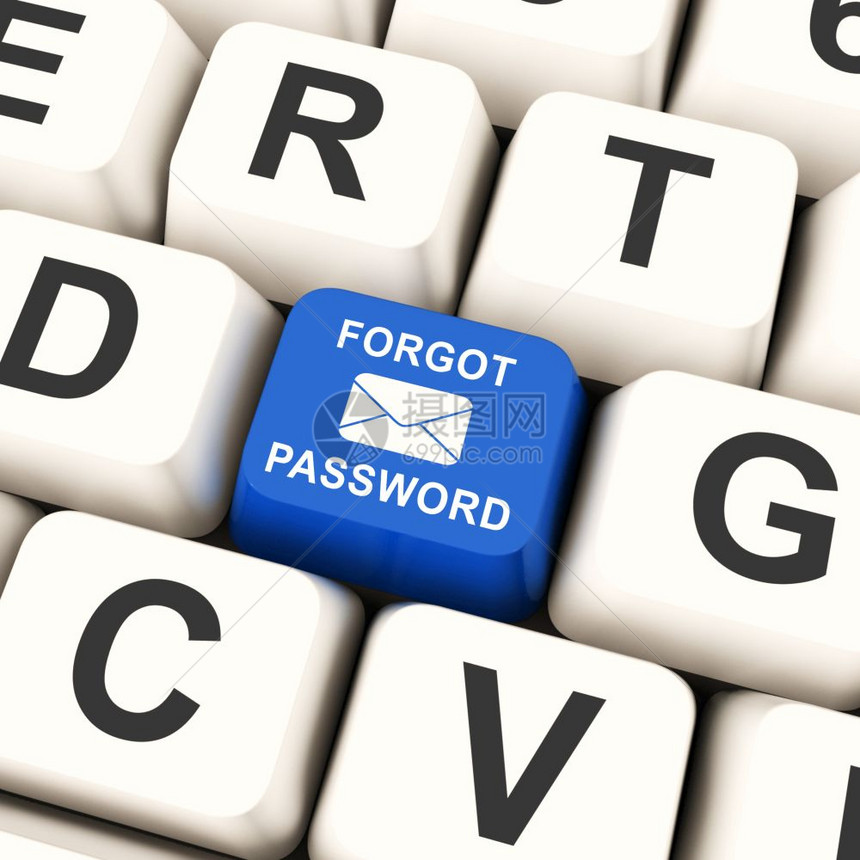 忘记密码钥显示登录身份验证无效记得登录安全验证3dI说明信封计算机密钥在蓝色中用于邮件或联系人图片