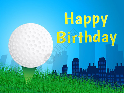 Golf玩家生日快乐高尔夫电讯请致惊奇之喜恭高尔夫万塔3dI插图图片