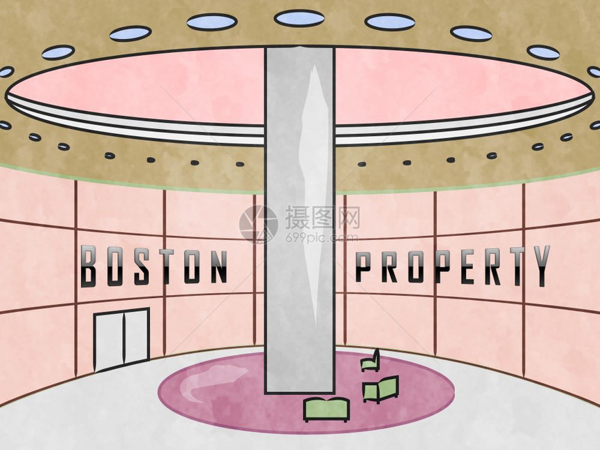 波士顿房地产局在马萨诸塞州Usa市展示房地产住购买或不动产租赁3d说明图片