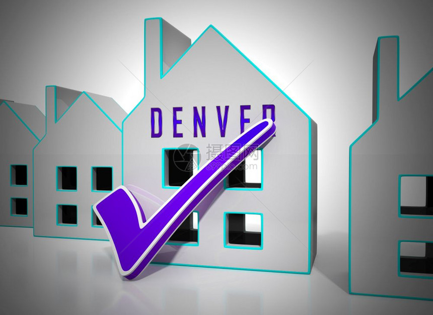 Denver房地产图标IllustratesColorado财产和投资住房不动产采购和出售3dI说明图片