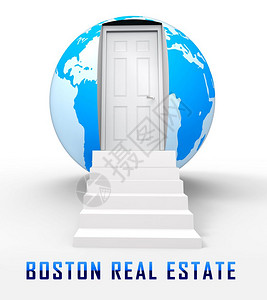 波士顿房地产环球公司代表马萨诸塞州的财产美国房子和公寓3d说明图片
