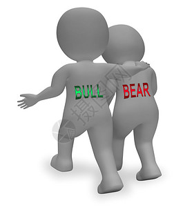 BullVsBear市场男子指利润或损失的投资交易图片