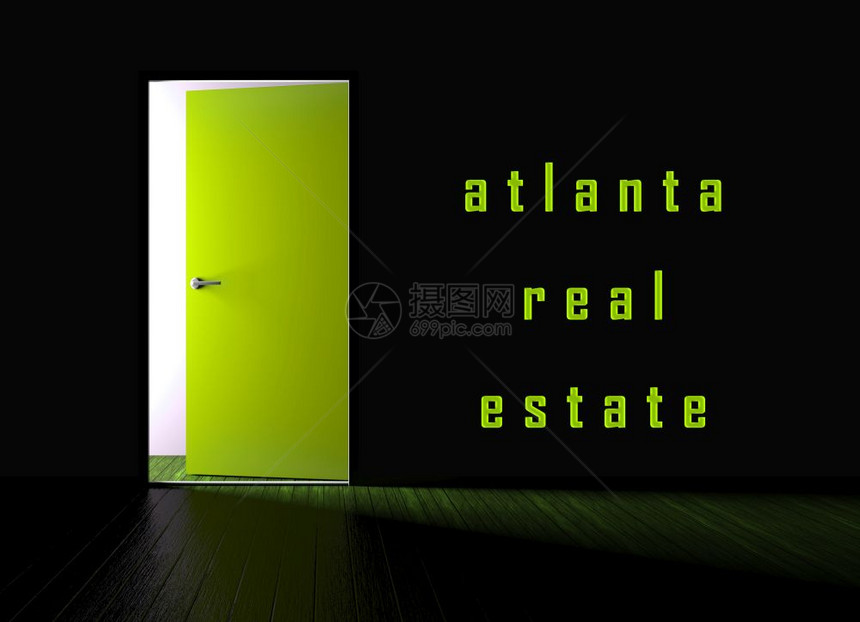 AtlantaRealEstateDoor代表住房投资和所有权在USA3d中出售财产说明图片