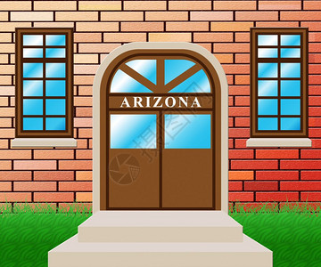 亚利桑那州房产门展示了美国亚利桑那州房地产经纪人的3d插图图片