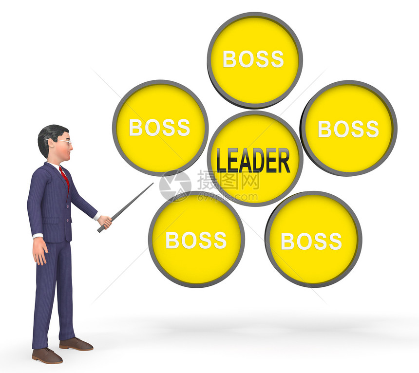 BossVs领导标志意味着一个比管理更好的团队鼓励自信战略和强势概念3d说明图片