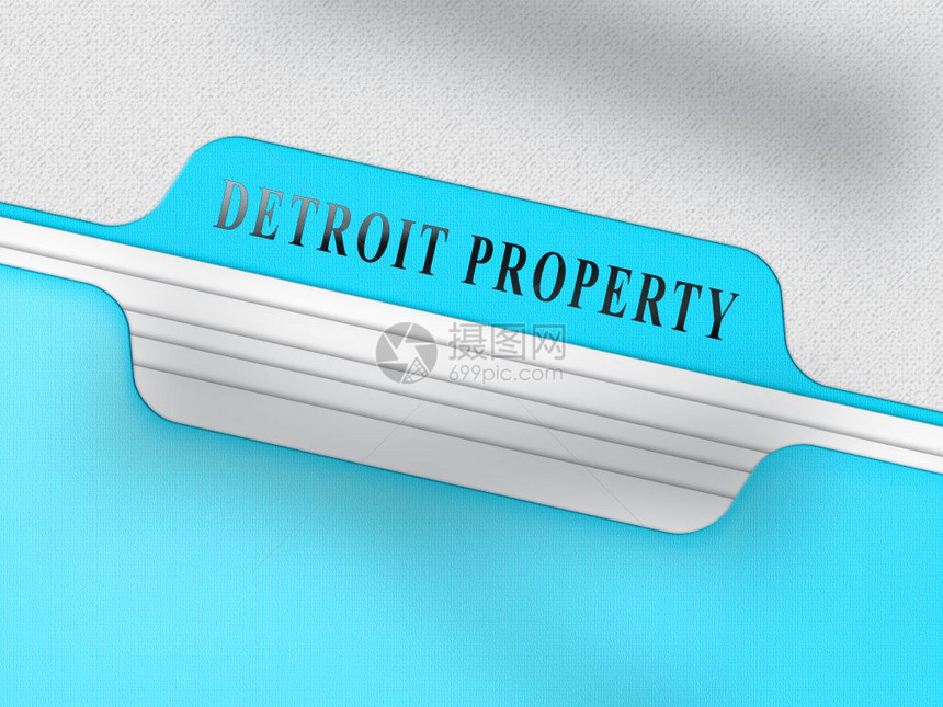 底特律财产文件夹表示在密歇根州不动产买卖住房开发和不动产租赁3d说明图片