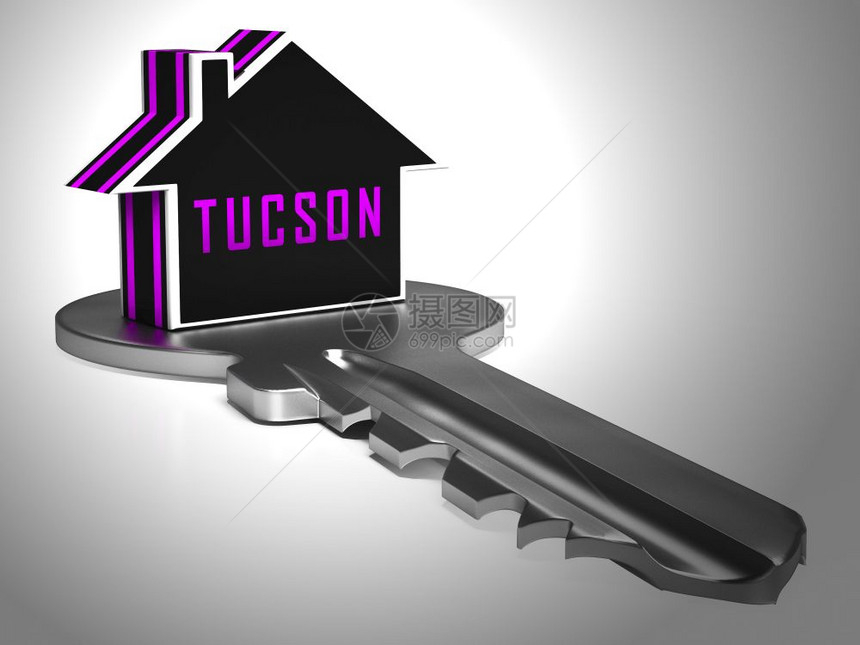 TucsonHomesKeyDepicts亚利桑那州房地产投资出售房屋和公寓3d说明图片
