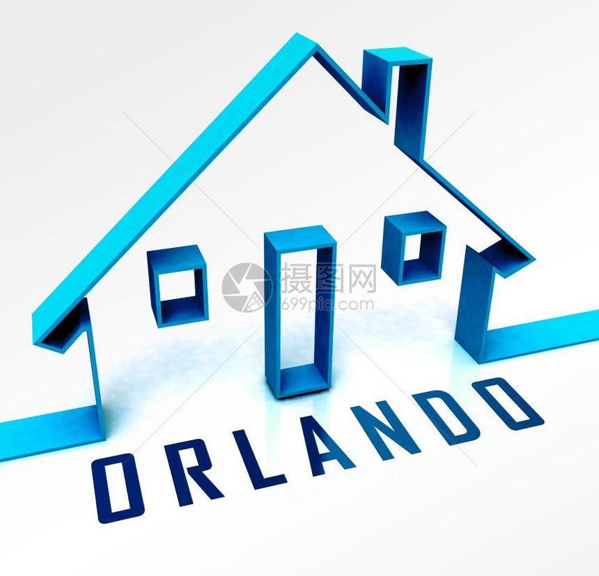 奥兰多家园房地产建设描绘佛罗里达州房地产和租赁市中心的公寓或房屋购买经纪人3d插图图片