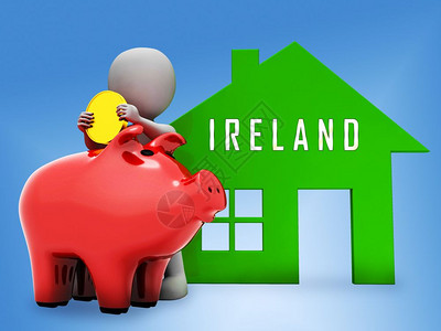 爱尔兰不动产权图标房屋购买或租赁图房主和投资者的不动产3d说明图片