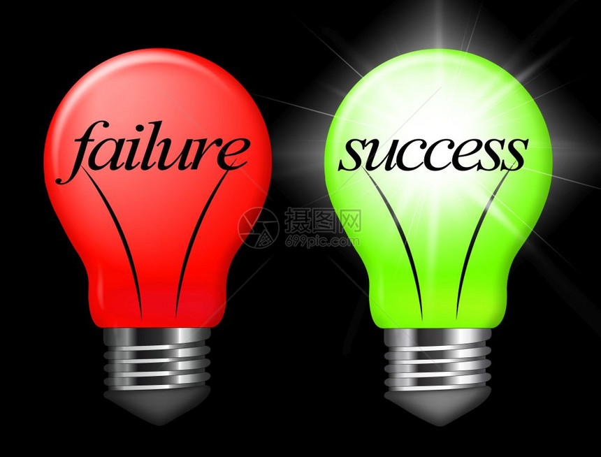 Vs成功的失败概念轻度弱点成就了反比问题正面或负思考和从错误中学习3d插图图片