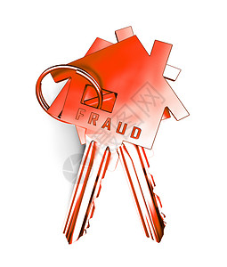 抵押欺诈用钥匙代表财产贷款或再融资Con欺诈者为了金融或公平而冒钱3d说明设计图片