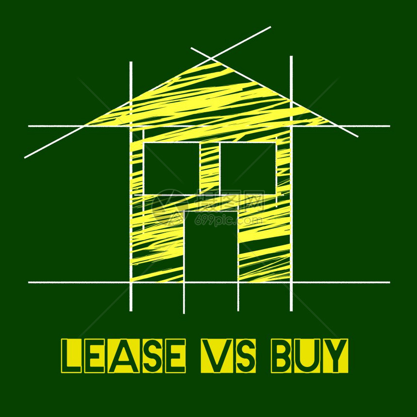 租赁Versus购买图标显示租赁的利弊在房屋所有权或租金之间作出决定3d说明图片