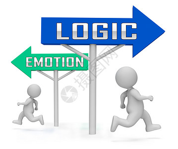 情感Vs逻辑信号模拟逻辑与情感思维相比的逻辑这些对立观点包含分析实用主义和直观3dI说明图片