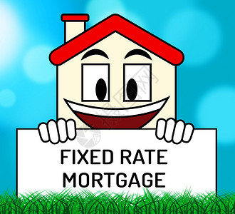 固定利率抵押贷款图标与付款挂钩的房屋贷或财产公寓或房屋的利息百分比3d说明图片