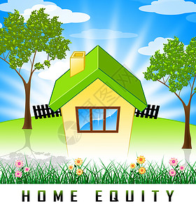 住房产权图标符号意味着来自财产的政信贷额度抵押款或使用住房所有权抵押贷款3d说明背景图片