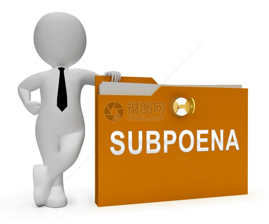 证人Subpoena文件夹代表3号传票的法律文件3号传票的Tecum书状3号传票的司法文件图片