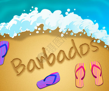 巴多斯岛屿海滩岸代表着加勒比的旅游和度假图片
