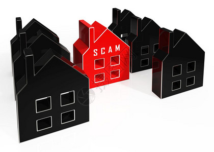 地产ScamHoax图标淡化抵押或房地产欺诈住宅权不动微风3d说明图片