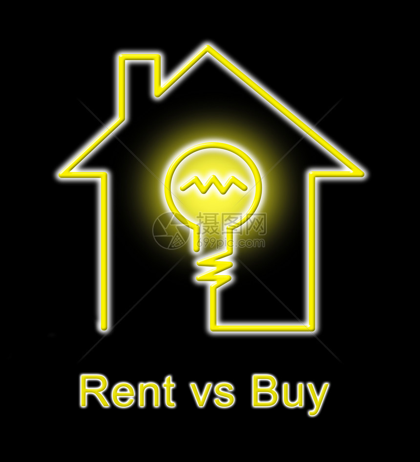 BuyVersus出租房比较赁或财产购买为生活和投资出租或购买3d说明图片