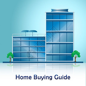 购房指南的建设描述了评估购买房地产购买指南和信息三维插图背景图片