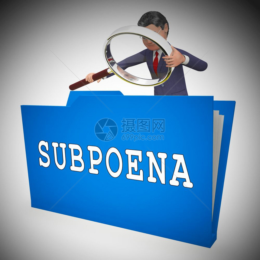 证人Subpoena文件夹代表3号传票的法律文件3号传票的Tecum书状3号传票的司法文件图片