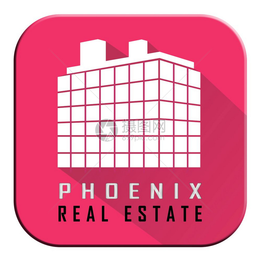 凤凰城房地产图标试将亚利桑那州的财产出售住房投资大楼或租赁开发3d图片