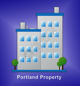 波特兰俄勒冈州住宅或房地产图标显示购房情况美国的不动产和租赁3d说明图片