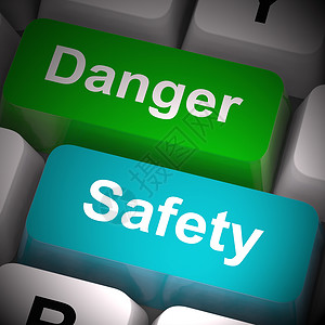 预防事故条例3个插图危险和安全钥匙显示谨慎和危险背景图片