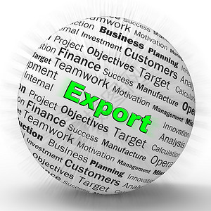 显示货物和产品出口的概念图标图片