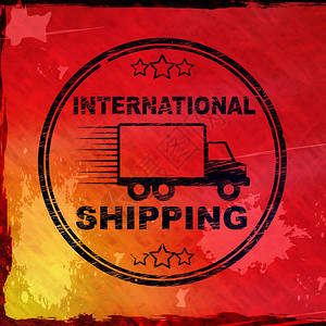 国际航运概念图标意味着通过海外邮递交付背景图片