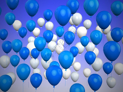 用于庆祝派对的彩色气球蓝背景或图片