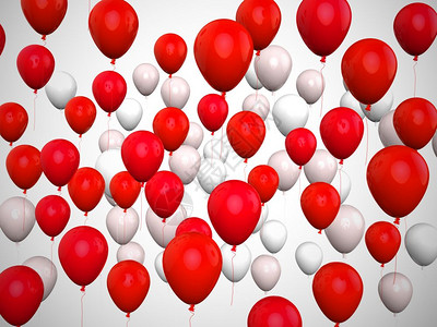 用于庆祝派对的彩色气球红背景或图片
