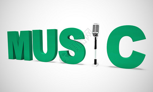 音乐概念图标意指歌唱或词数字多媒体收听或流在线曲子3d插图图片