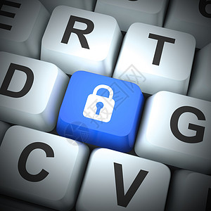 安全防范网络安全或计算机加密以防范攻击网络上的虚拟威胁3D插图Padlock图标显示安全保卫和护的计算机密钥背景