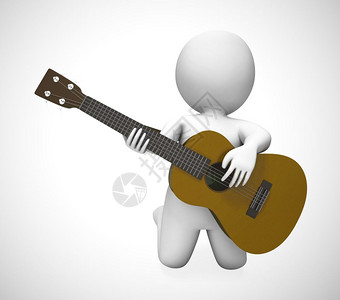 音乐家在会上演奏的吉他舞台上的娱家播放民间音3d插图图片