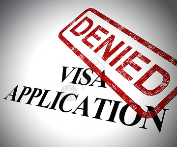国际不恐同日签证申请被拒绝意味着护照印章被拒绝拒绝出国旅行三维插图签证申请被拒印章显示入境被拒背景