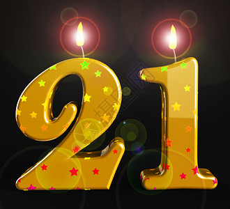 庆祝二十一岁生日的蜡烛显示了一件喜事用欢乐的21派对庆祝213d插图背景图片