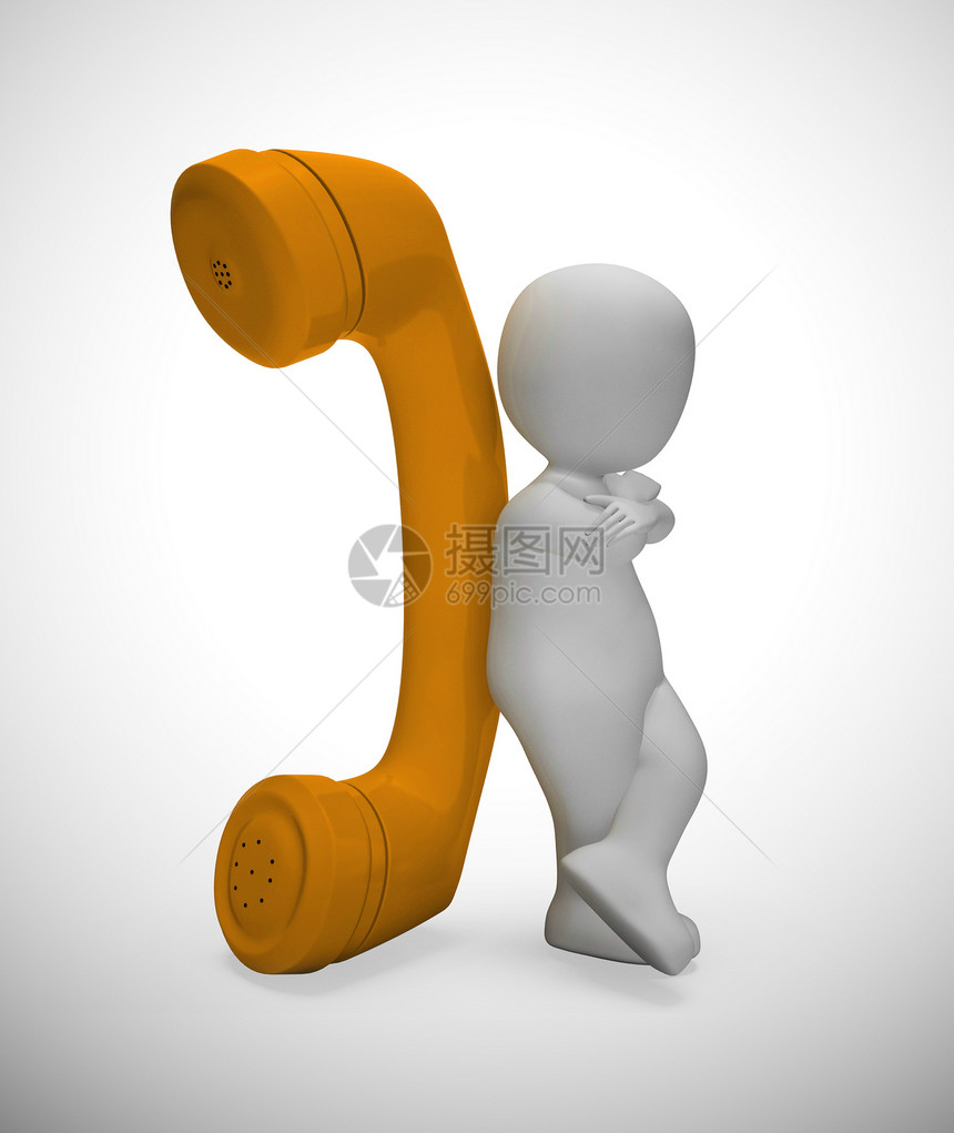 电话通话显示远程通信和支持固定电话或来电3d插图图片