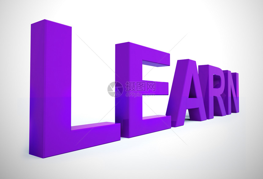 学习概念图标意味着学习和理解在学校或通过辅导继续教育3D插图学习教育用词或在线学习图片
