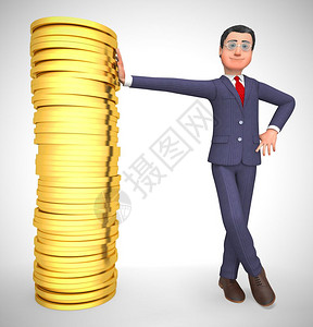 杜虎符商界人士金币堆积显示出巨大的商业利润设计图片