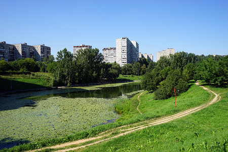 莫斯科俄罗联邦CIRCA2018年7月日Shkolnikov池塘图片