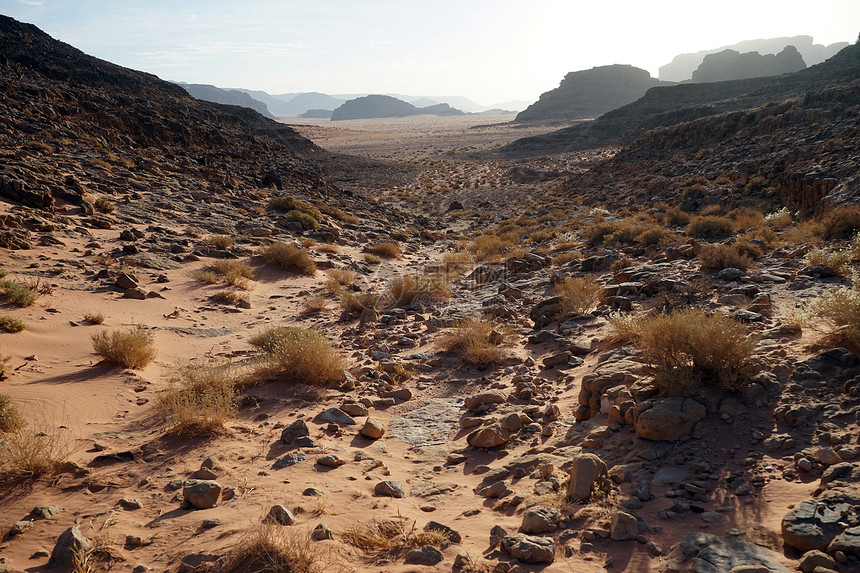 约旦WadiRumma沙漠的峡谷图片