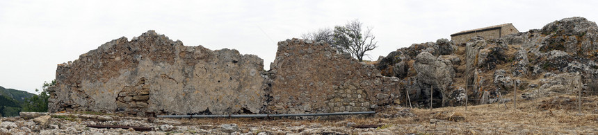 希腊科孚岛东海岸安热卡斯特罗堡垒废墟全景图片