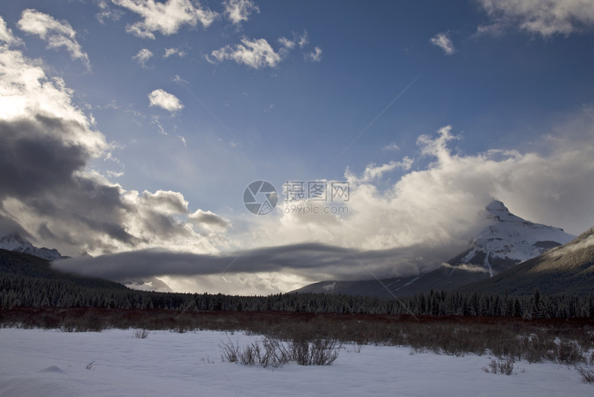 冬季艾伯塔省加拿大班夫公园落基山脉图片