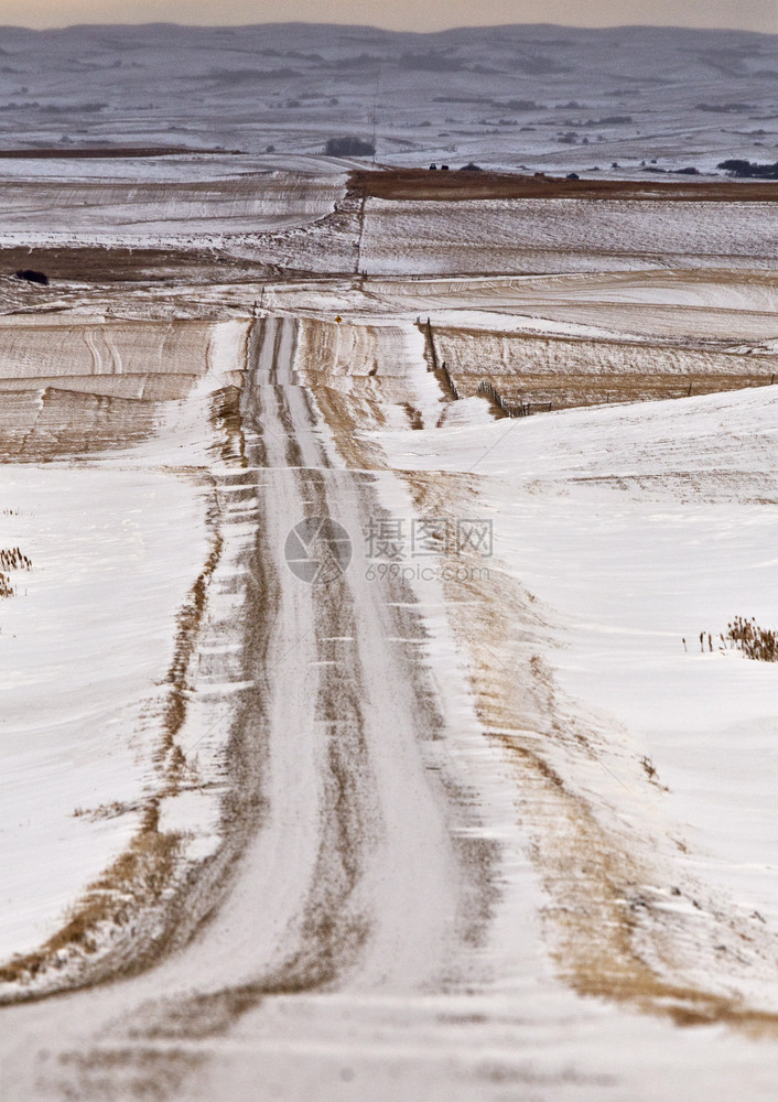 加拿大萨斯喀彻温省冬季的Prairie景观图片